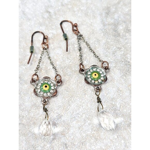 Green Evil Eye Dangle Earrings Drop Earring Jewel Trinket Jewelry Gifr for Her - Picture 3 of 10
